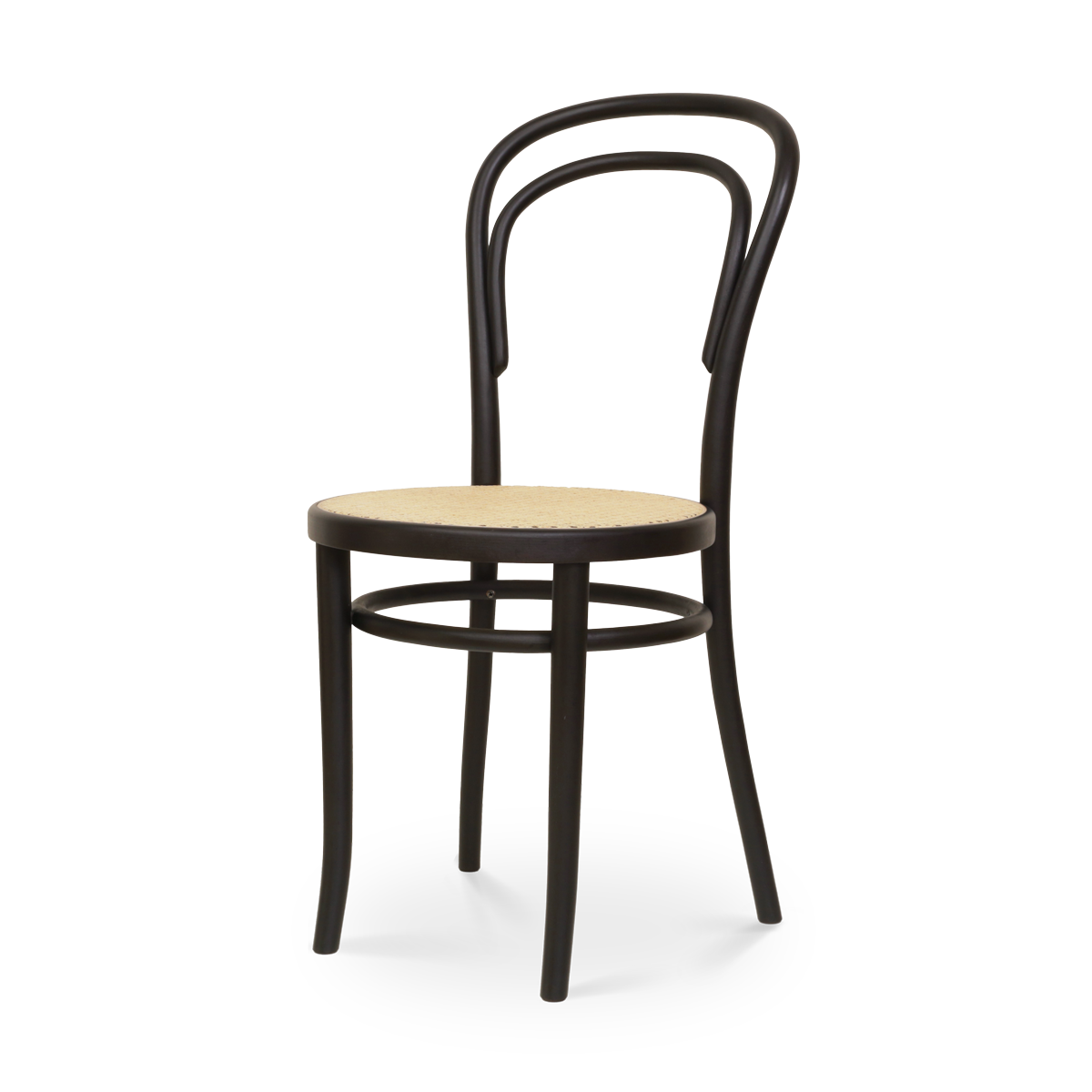 Vienna Thonet No. 14 houten bistrostoel zwart - met rotan zitting