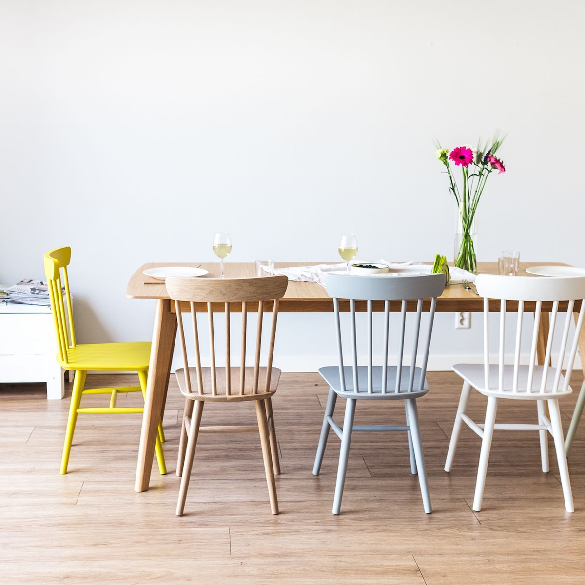 Pippa houten spijlenstoel geel - eetkamerstoelen - HAY J77