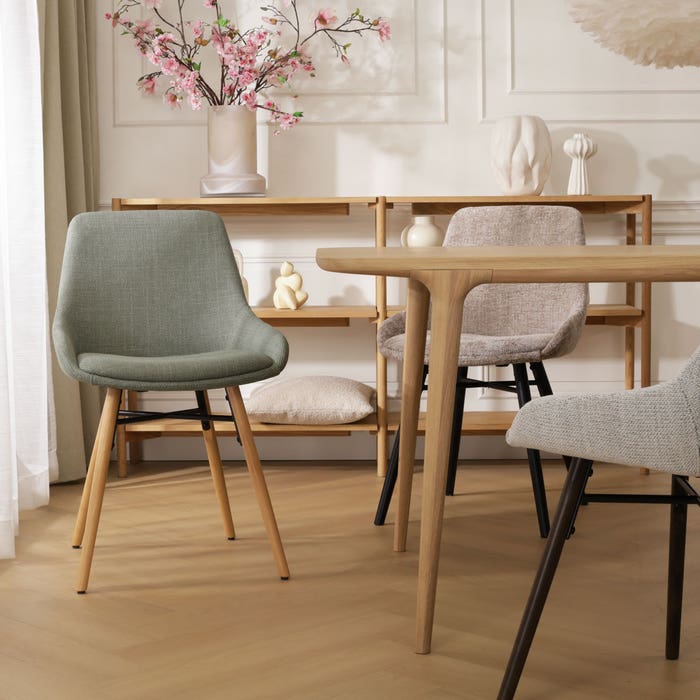 design eetkamerstoel groen - walnoot houten onderstel Nena-Isa 