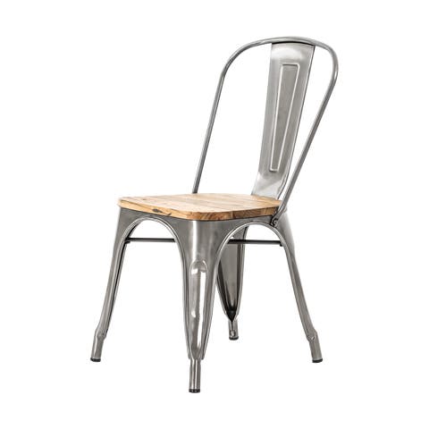 Metalen eetkamerstoel industrieel metaal - met houten zitting