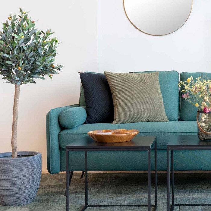 Sofie ribstof sierkussen groen - 45 x 45 cm - corduroy