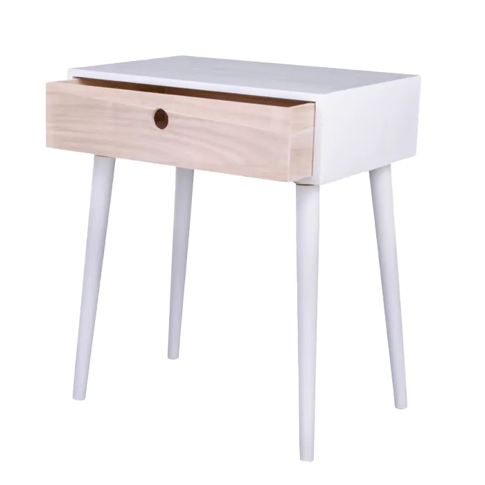 Elise houten nachtkastje wit  - met lade - scandinavisch - tafeltje