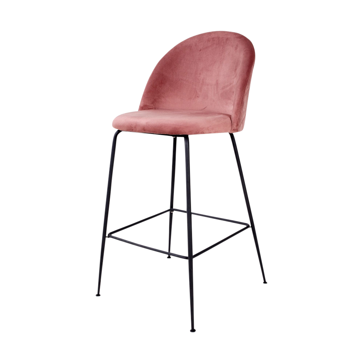 Aniek barkruk velvet roze - zwart onderstel - 77 cm