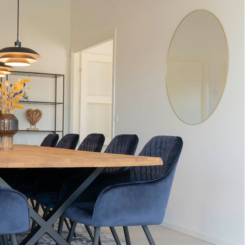 Eveline ronde wandspiegel goud - Ø 100 cm - wandspiegel - hal - in woonkamer - slaapkamer - aan de muur