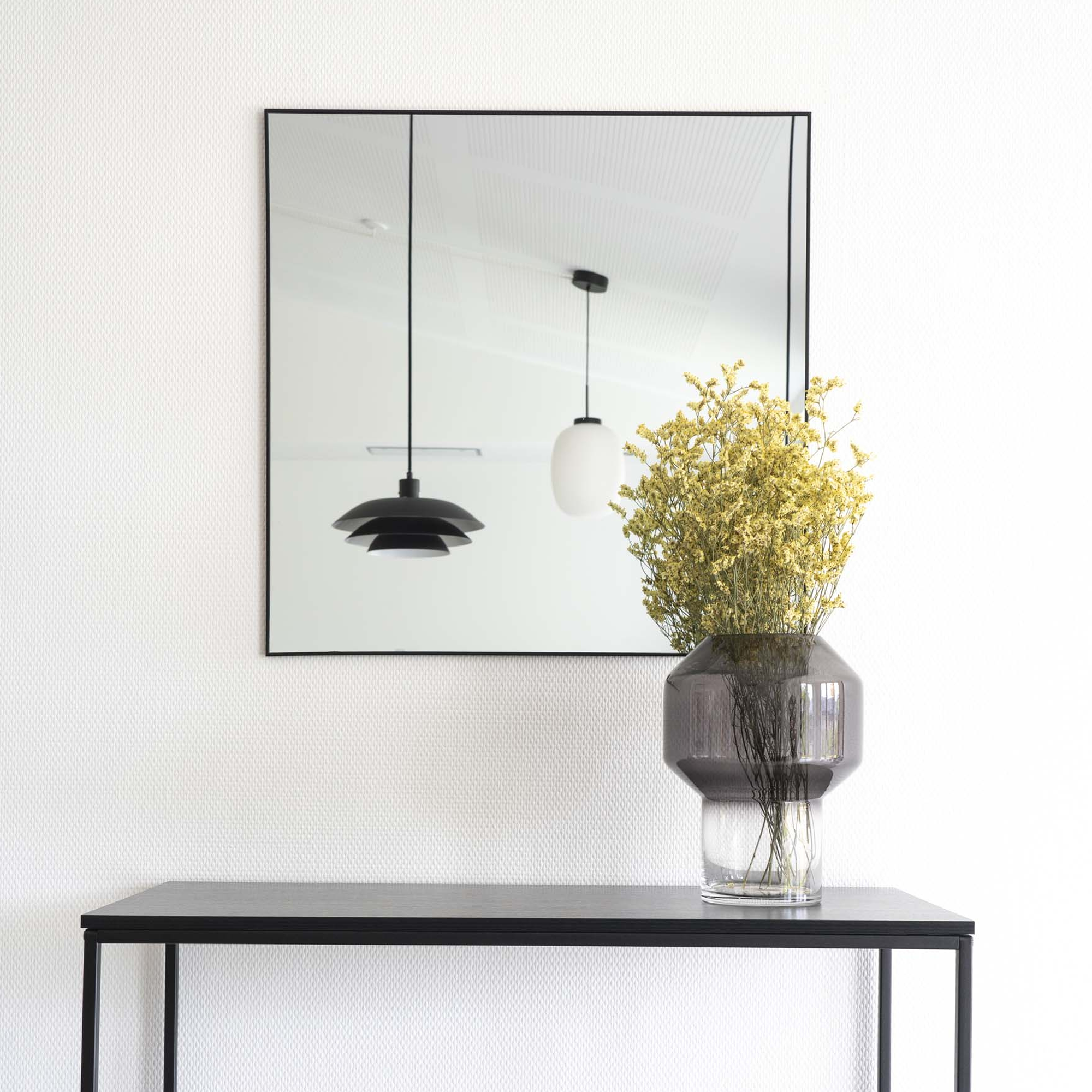 Defne wandspiegel vierkant zwart - 60 x 60 cm - spiegel - hal - in woonkamer - aan de muur