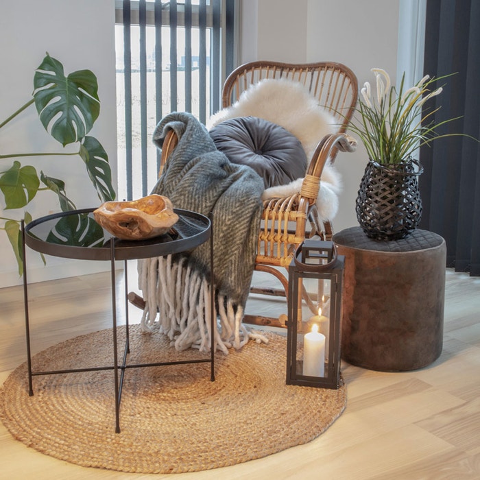 Milou jute vloerkleed naturel - Ø 120 cm - kleed - groot - woonkamer - bruin - rechthoekig