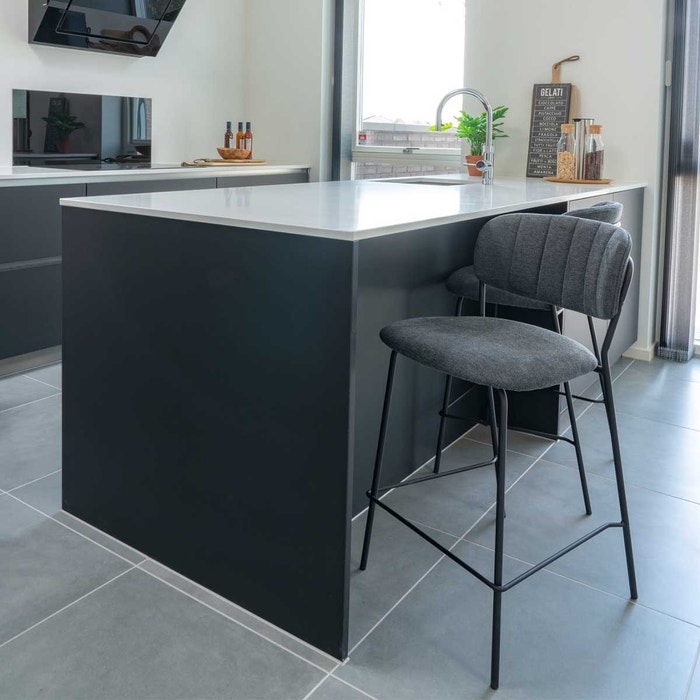 Levi barkruk donkergrijs - 65 cm - kookeiland - keuken - rugleuning