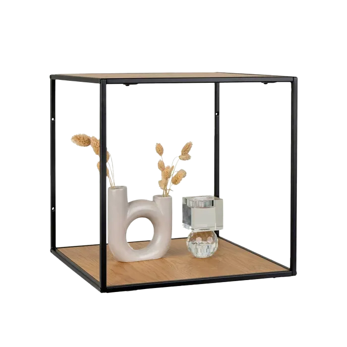 Karen metalen wandkubus naturel - 36 x 36 cm - wandrek - vierkant