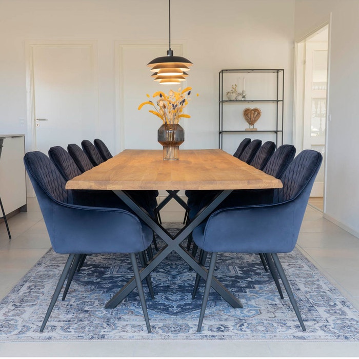 Valerie vloerkleed blauw - 300 x 200 cm - kleed - groot - woonkamer - slaapkamer - laagpolig - gekleurd - kleurrijk