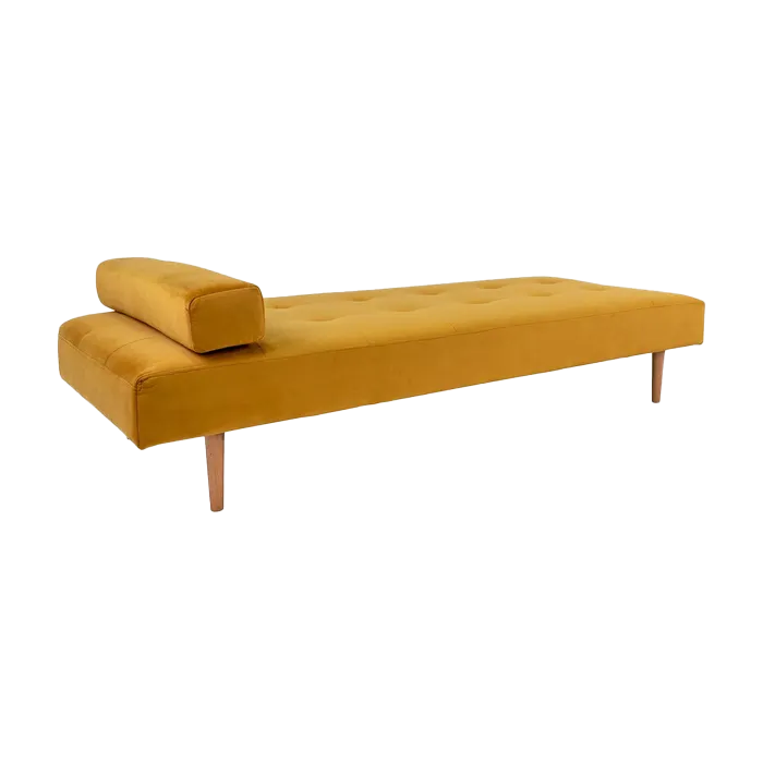 Liselot velvet daybed mosterd geel - 200 x 80 cm - loungebank - velours - fluweel