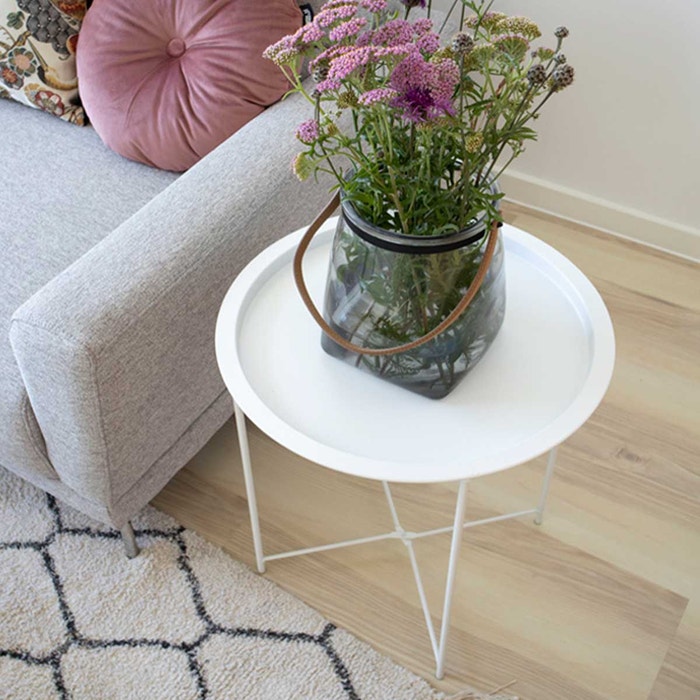 Tiffany metalen bijzettafel wit - Ø 47 cm - tafeltje - voor bank - industrieel - scandinavisch - woonkamer