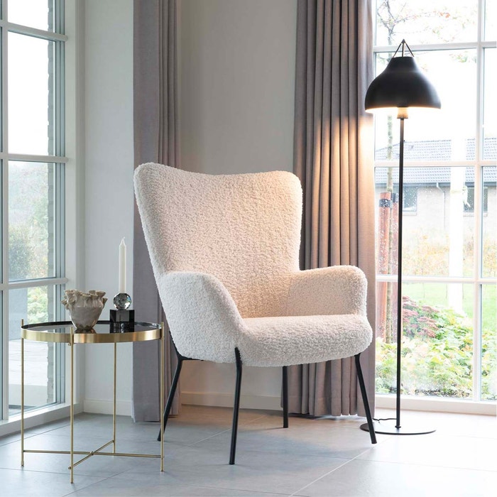 Rosemarie teddy fauteuil gebroken wit  - schapenvacht - lounge stoel