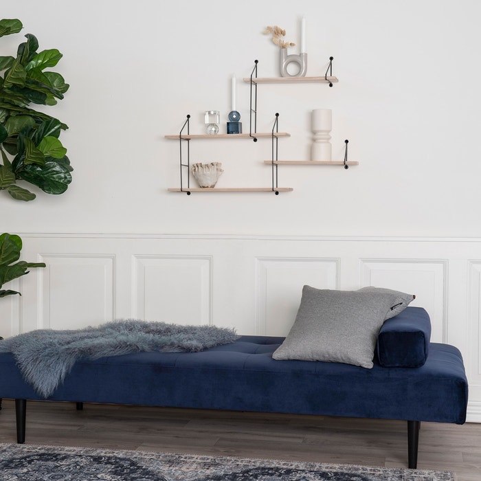 Liselot velvet daybed donkerblauw - 200 x 80 cm - fluwelen - loungebank - chaise lounge