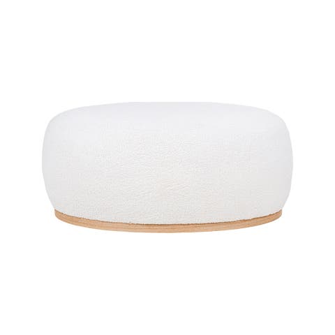 Madelon bouclé poef wit - 88,5 x 36 cm