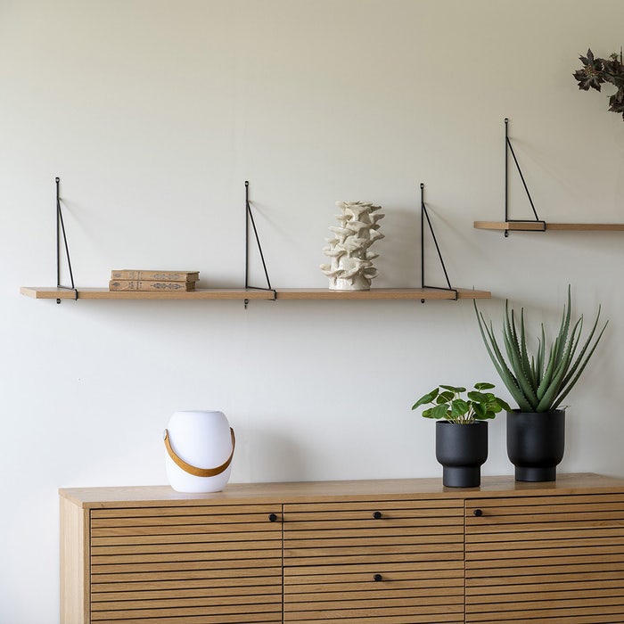 Mick houten wandplank naturel - 120 x 29 cm - boekenplank - zwevend - industriele - keuken - muurplank