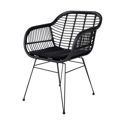 Madelein rotan tuinstoel zwart - met zitkussen