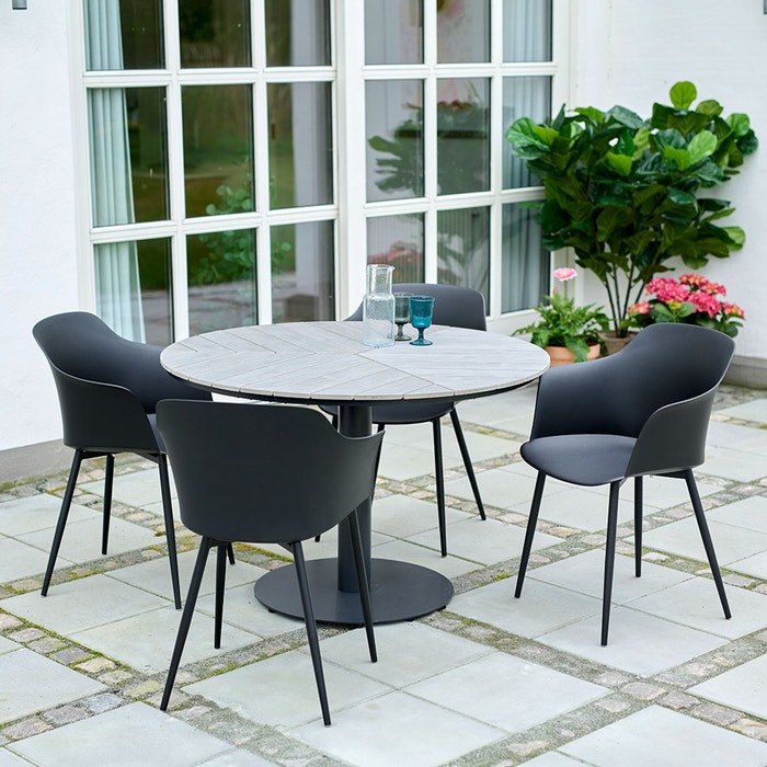 Dian kunststof tuinstoel zwart - terras - met armleuning