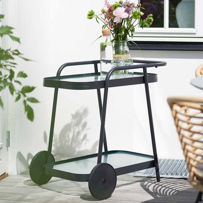 Lisa glazen keuken trolley zwart - serveerwagen