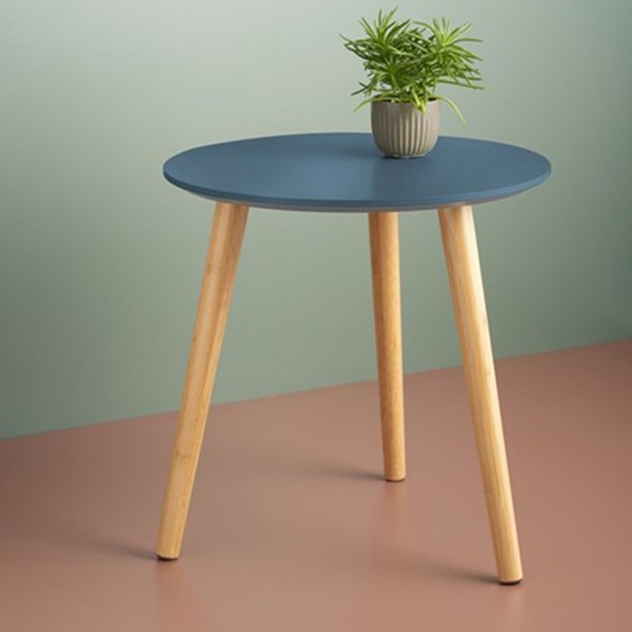 Esma houten bijzettafel blauw - Ø 40 cm - rond