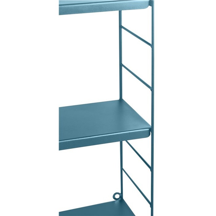 Mirte metalen wandrek blauw - 58 x 58 cm - kruidenrek - met planken