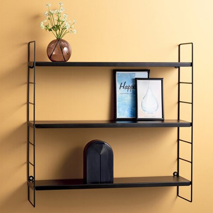 Mirte metalen wandrek zwart - 58 x 58 cm - wandrek