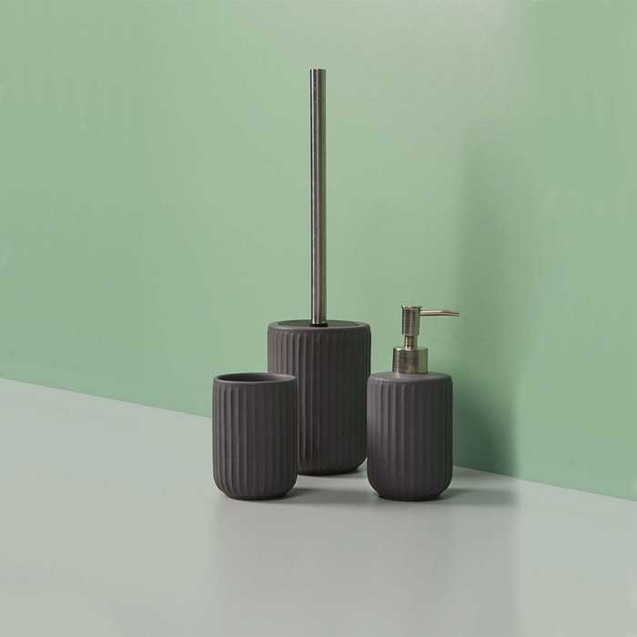 Inge badkamerset donkergrijs - badkamer accessoires - toiletborstel