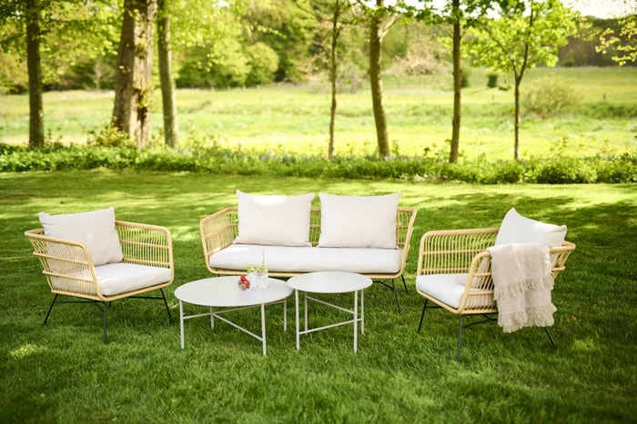 Dax rotan tuinstoel naturel met kussens beige - buiten - terras stoel