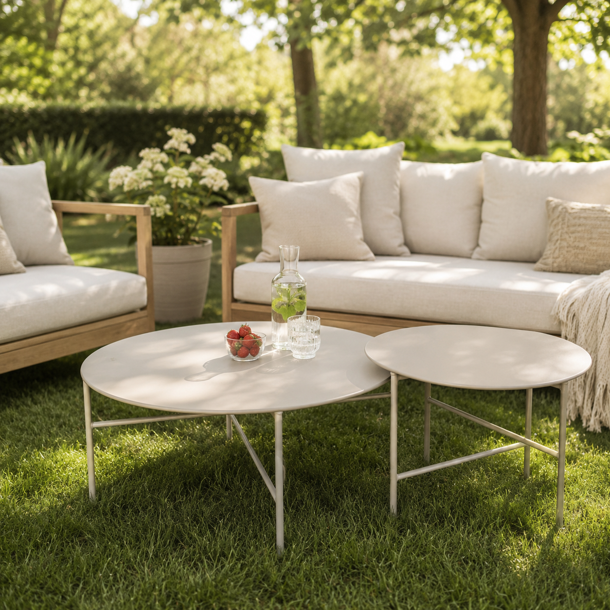 Mila metalen tuin salontafel grijs - Ø 70 cm - salontafel