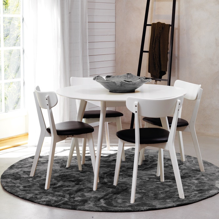 Yumi houten eettafel wit - Ø 115 cm - eetkamertafel - keukentafel - 4 persoons - scandinavisch - kleine ronde eettafel - modern