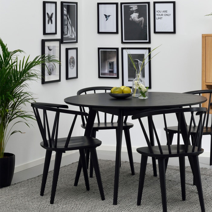 Yumi houten eettafel zwart - Ø 115 cm - eetkamertafel - keukentafel - 4 persoons - scandinavisch - kleine ronde eettafel - modern