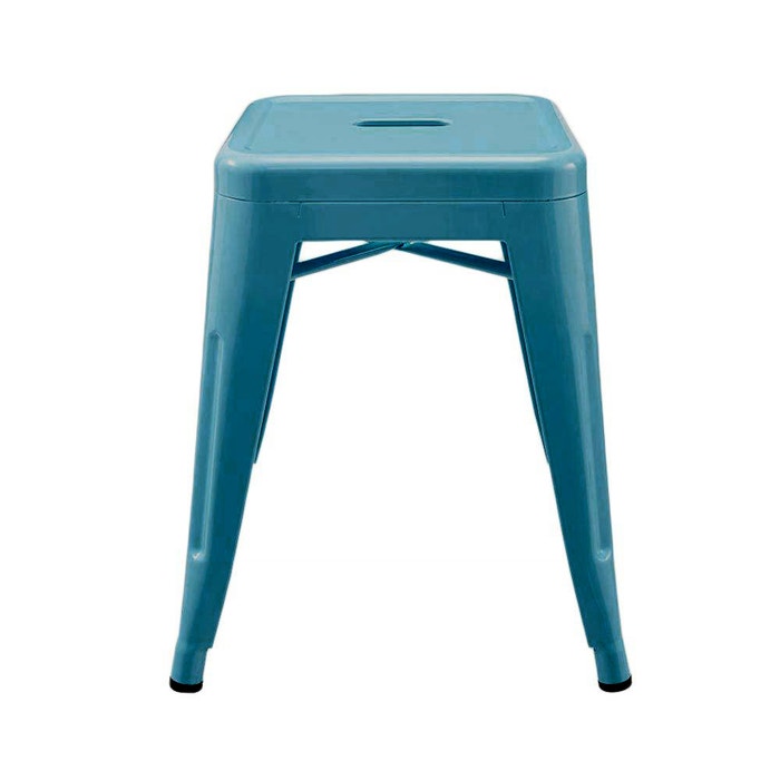 Metalen krukje zee blauw - 45 cm - industrieel - klein - stapelbaar - laag - eettafel - 40 cm hoog - tolix
