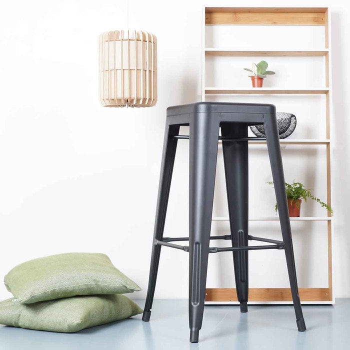 Metalen barkruk mat zwart - 77 cm - cafe - tolix - stapelbaar - horeca