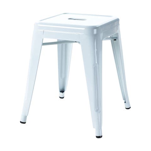 Metalen krukje wit - 45 cm