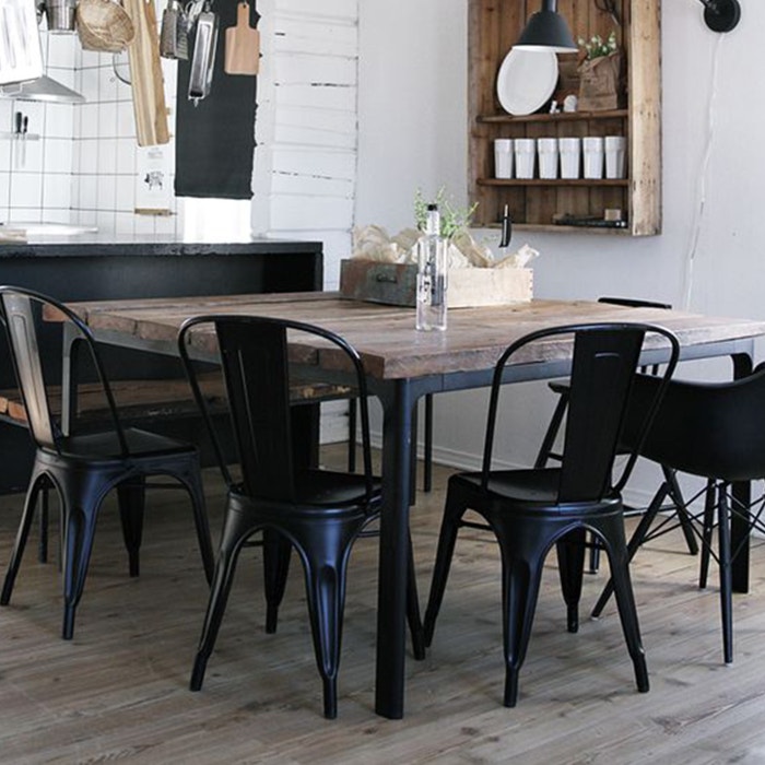Metalen eetkamerstoel mat zwart - cafe - Xavier Pauchard - Industriele - tolix
