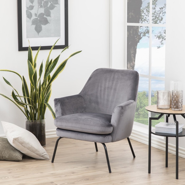 Jez velvet fauteuil donkergrijs - velours - fluweel