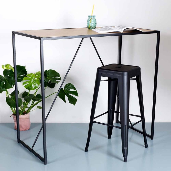 Vic houten bartafel naturel - 120 x 60 cm - eettafel - hoog - hoge eettafel - in keuken - industrieel - 4 personen - smalle