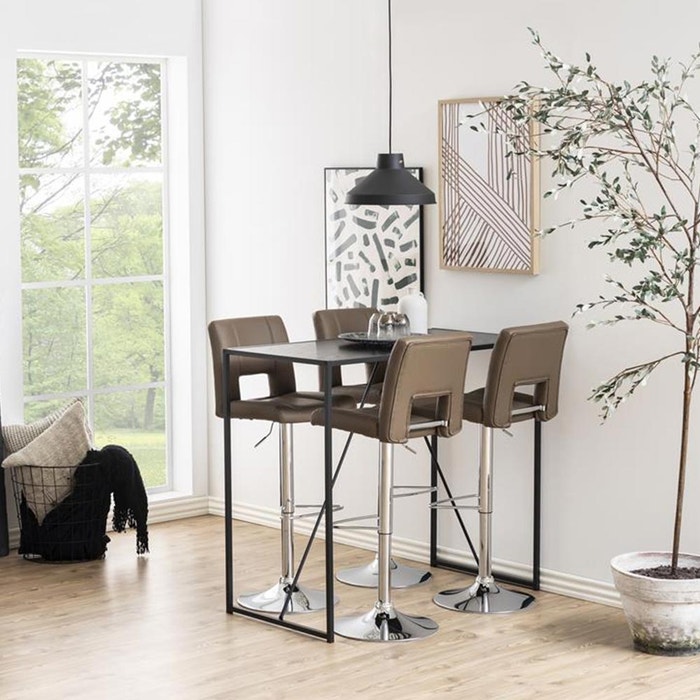Vic houten bartafel zwart - 120 x 60 cm - eettafel - hoog - hoge eettafel - in keuken - industrieel - 4 personen - smalle