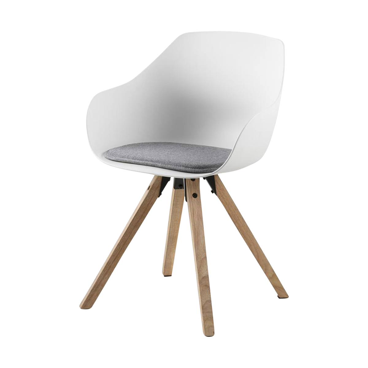 Rene kunststof eetkamerstoel wit - houten onderstel 