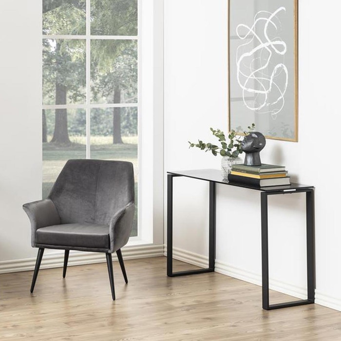 Rolf glazen sidetable - met zwart onderstel - 110 x 76 cm - dressing table - rechthoekig