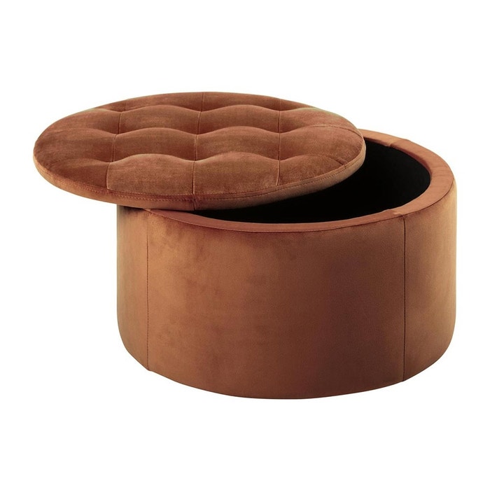 Elin velvet poef koper - Ø 60 cm - fluwelen - hocker - voetenbank