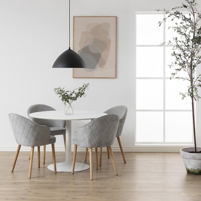 Vino houten eettafel wit - Ø 110 cm - eetkamertafel - keukentafel - kleine - scandinavisch - kleine ronde eettafel - eettafel voor kleine ruimte