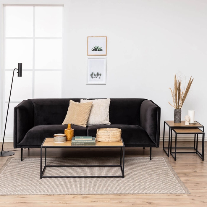 Vic houten salontafel naturel - 100 x 50 cm - koffietafel - industriele - rechthoek - bruine - moderne - woonkamer