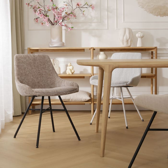 design eetkamerstoel bruin - zwart onderstel Noa-Isa 