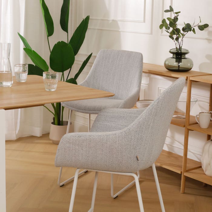 scandinavische barkruk voor een kookeiland beige gemêleerd - wit onderstel - 65 cm - Nino-Mae 