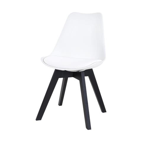 Madera eetkamerstoel wit - zwart houten onderstel