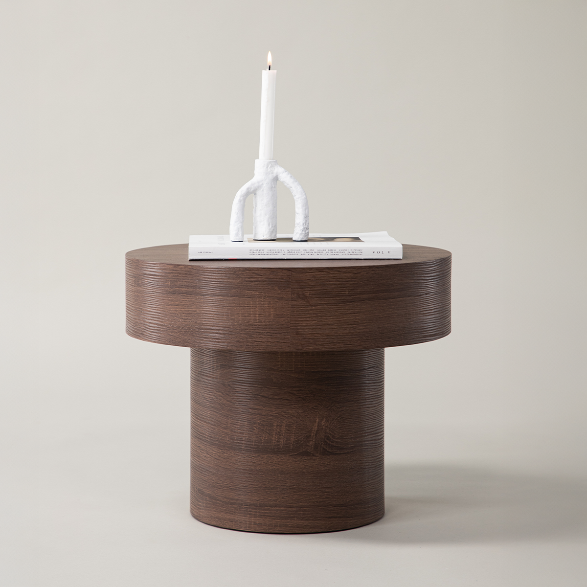 Manuel houten bijzettafel bruin - Ø 50 cm - tafeltje - design - voor bank - woonkamer