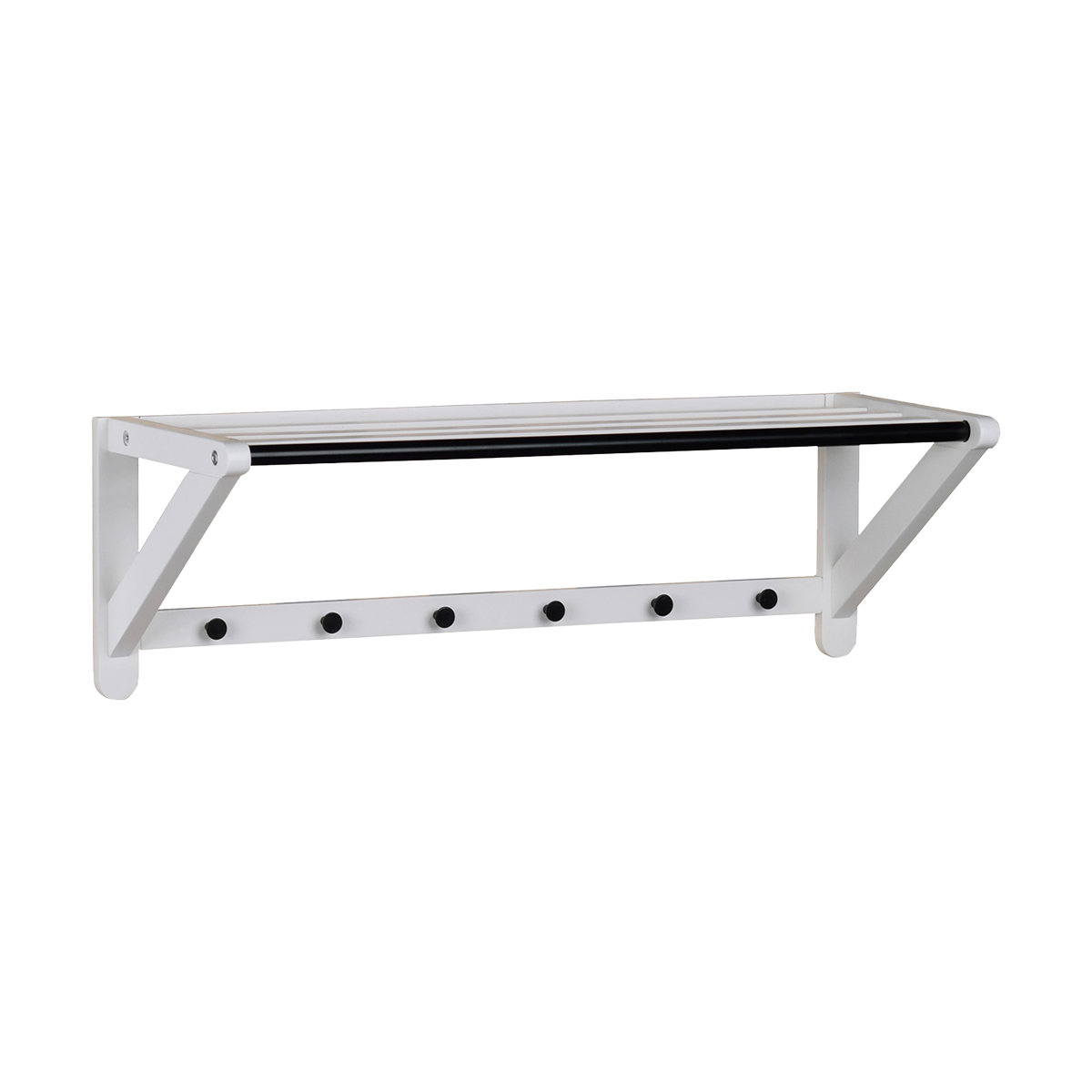 Metro eikenhouten kapstok wit - met hoedenplank - 80 cm