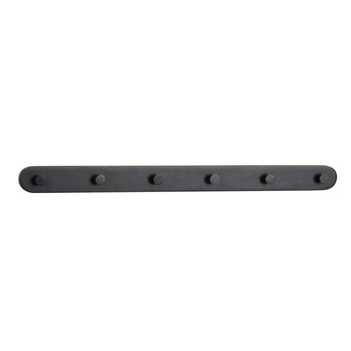 Metro eikenhouten kapstok zwart - 6 haakjes - 65 cm 