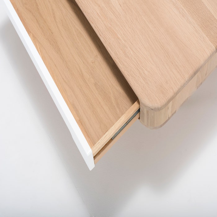 Ena coffee table houten salontafel whitewash - 90 x 90 cm - koffietafel - hout - eiken - design - met opbergruimte - vierkant - massief eiken - moderne - scandinavisch - woonkamer