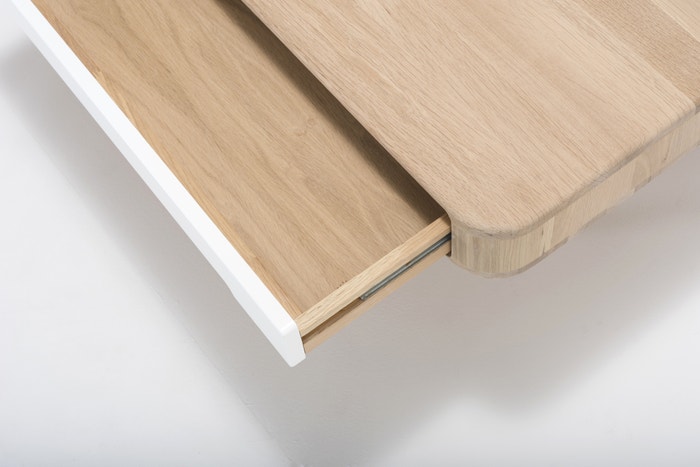 Ena coffee table houten salontafel whitewash - 90 x 90 cm - bijzettafel - met lade